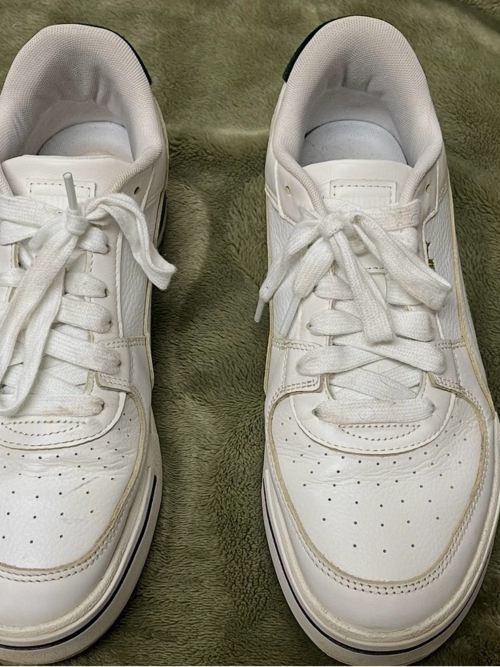 Puma White Leather Sneakers with Gold Logo